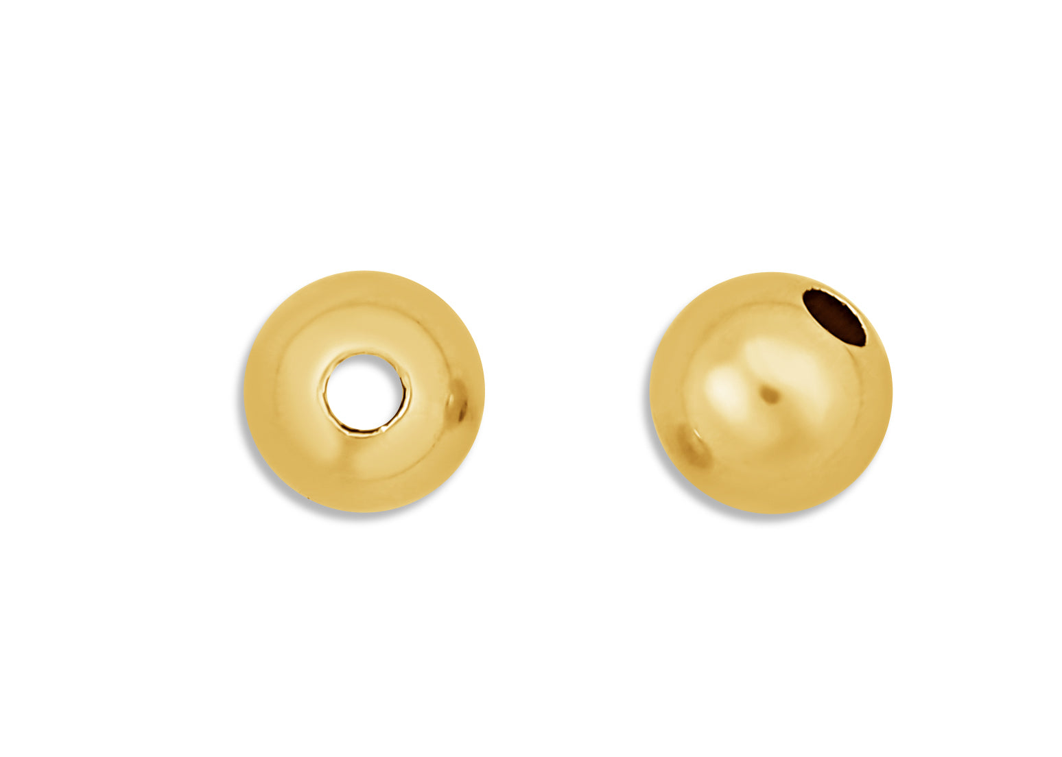18K Yellow Gold Bead – 3 mm Medium Weight, 1.2 mm Hole