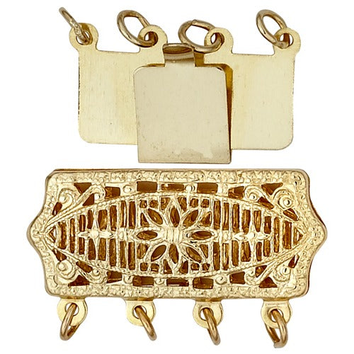 14k Yellow 4-Strand Filigree Pearl Clasp