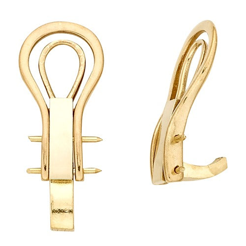 14k 2 Tone Heavy Omega Earring Clip