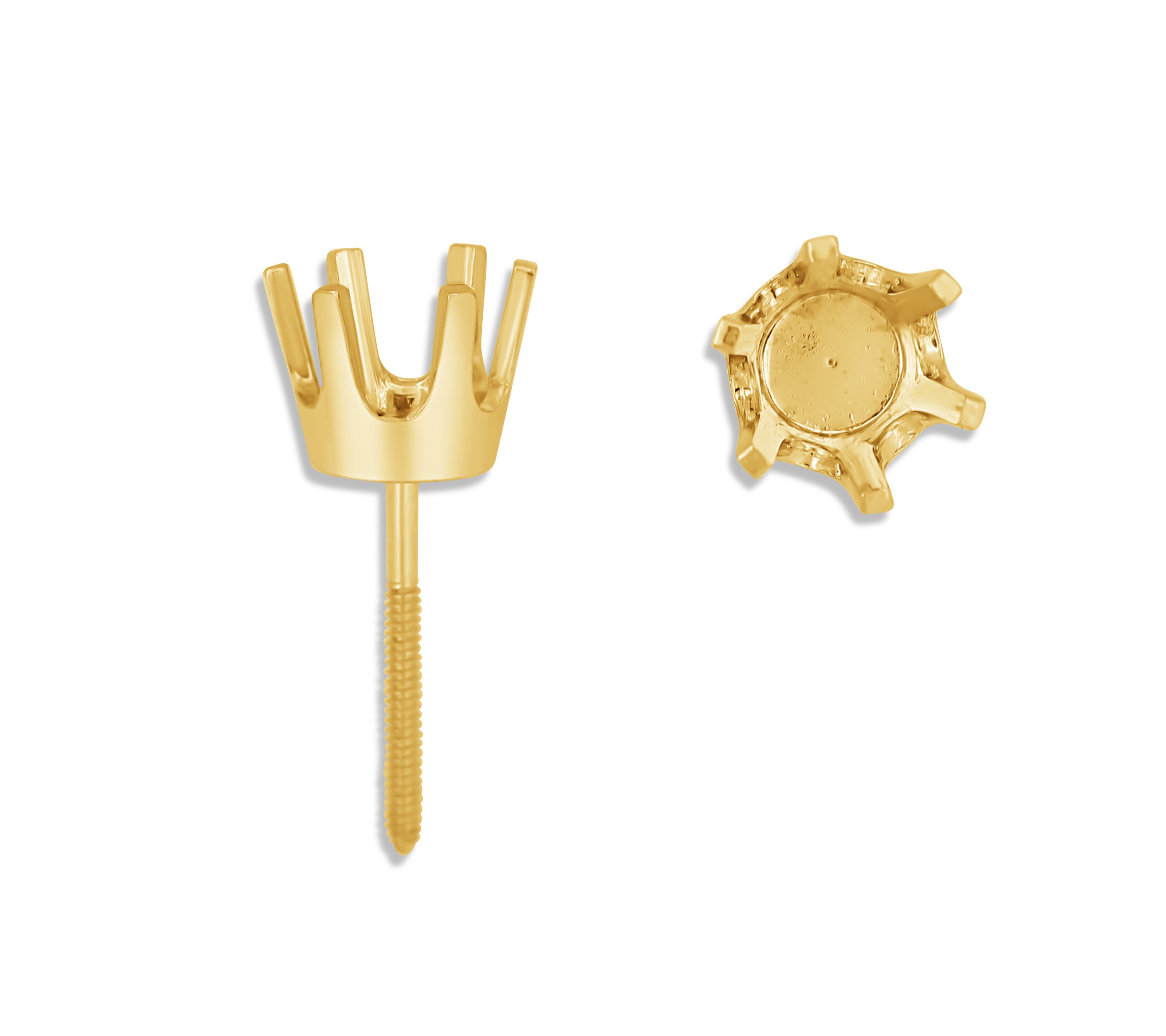 14k Yellow Round 6-Prong Heavy Screw Earring
