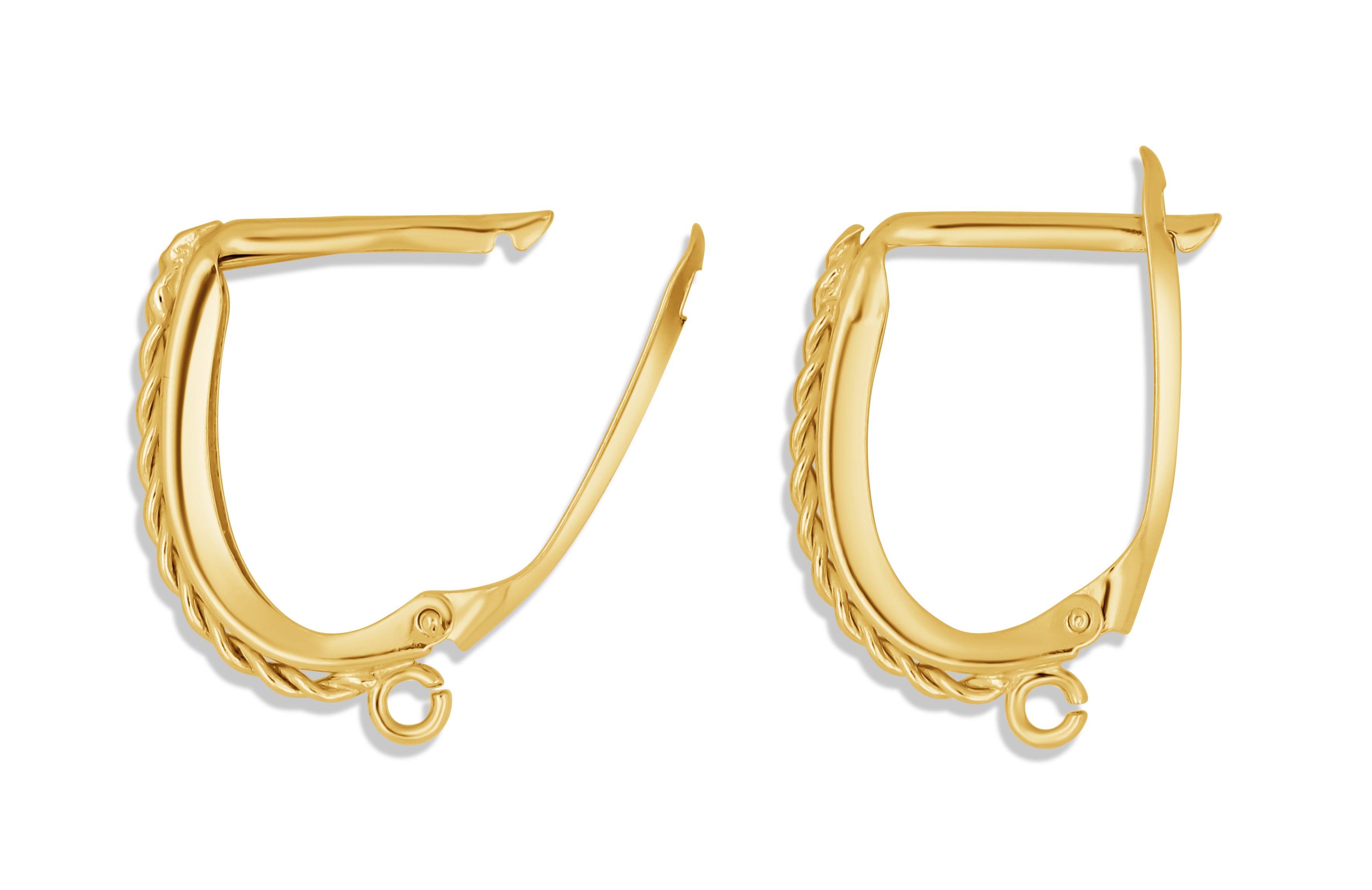 14K Gold Lever Back with Ring & Twisted Wire Detail (Single)