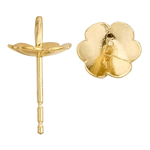 14k Yellow Pearl Earring Fluted Pad