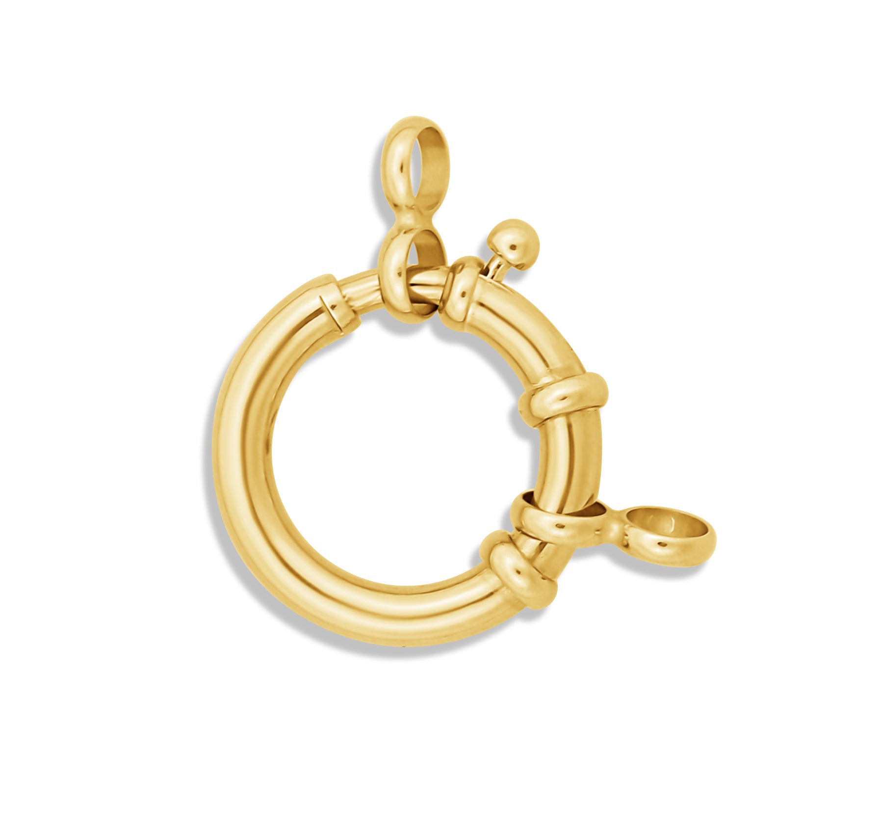 14K Yellow Gold Heavy Spring Ring w/2-Rings