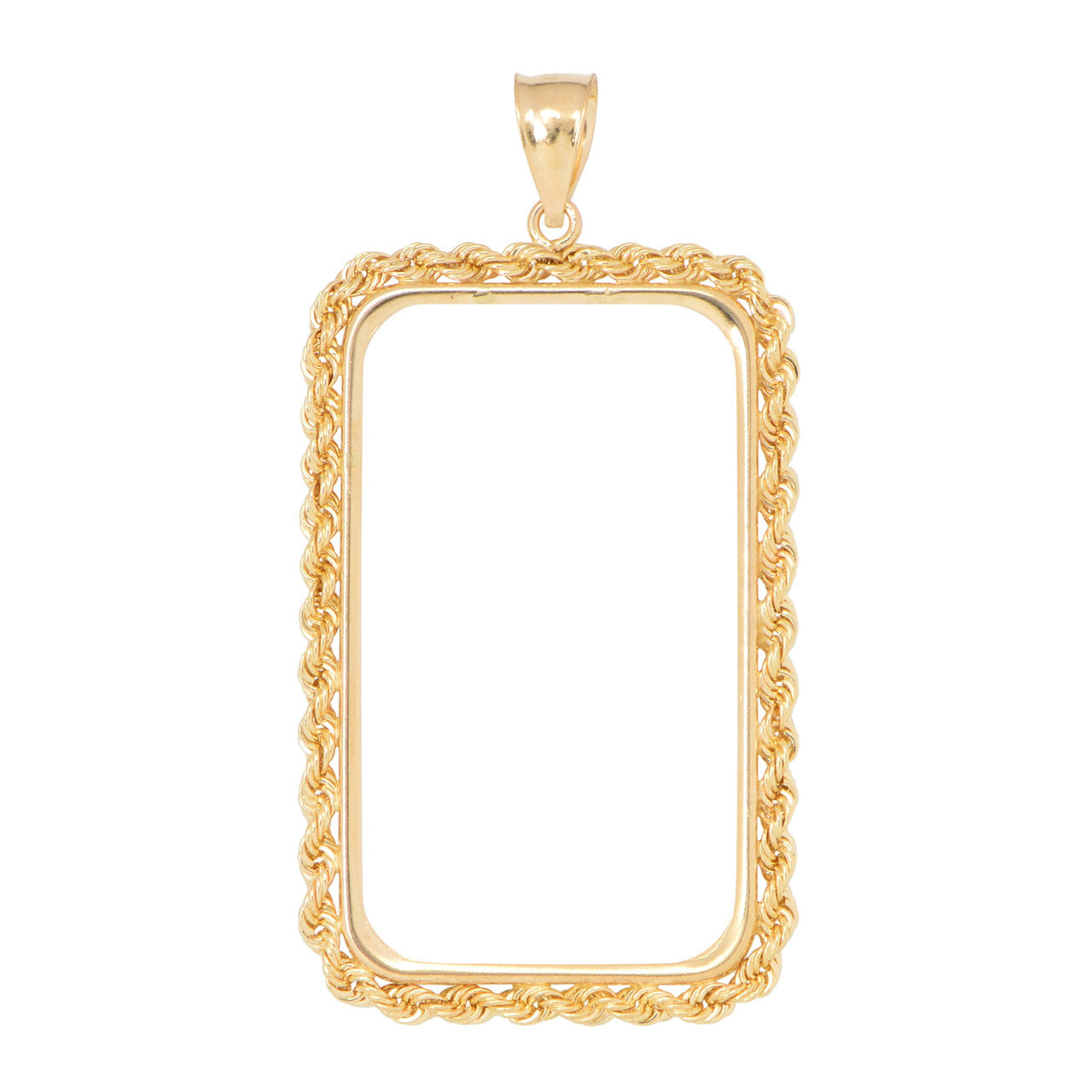 14k Gold Suisse Credit Rope Coin Bezel Rectangle