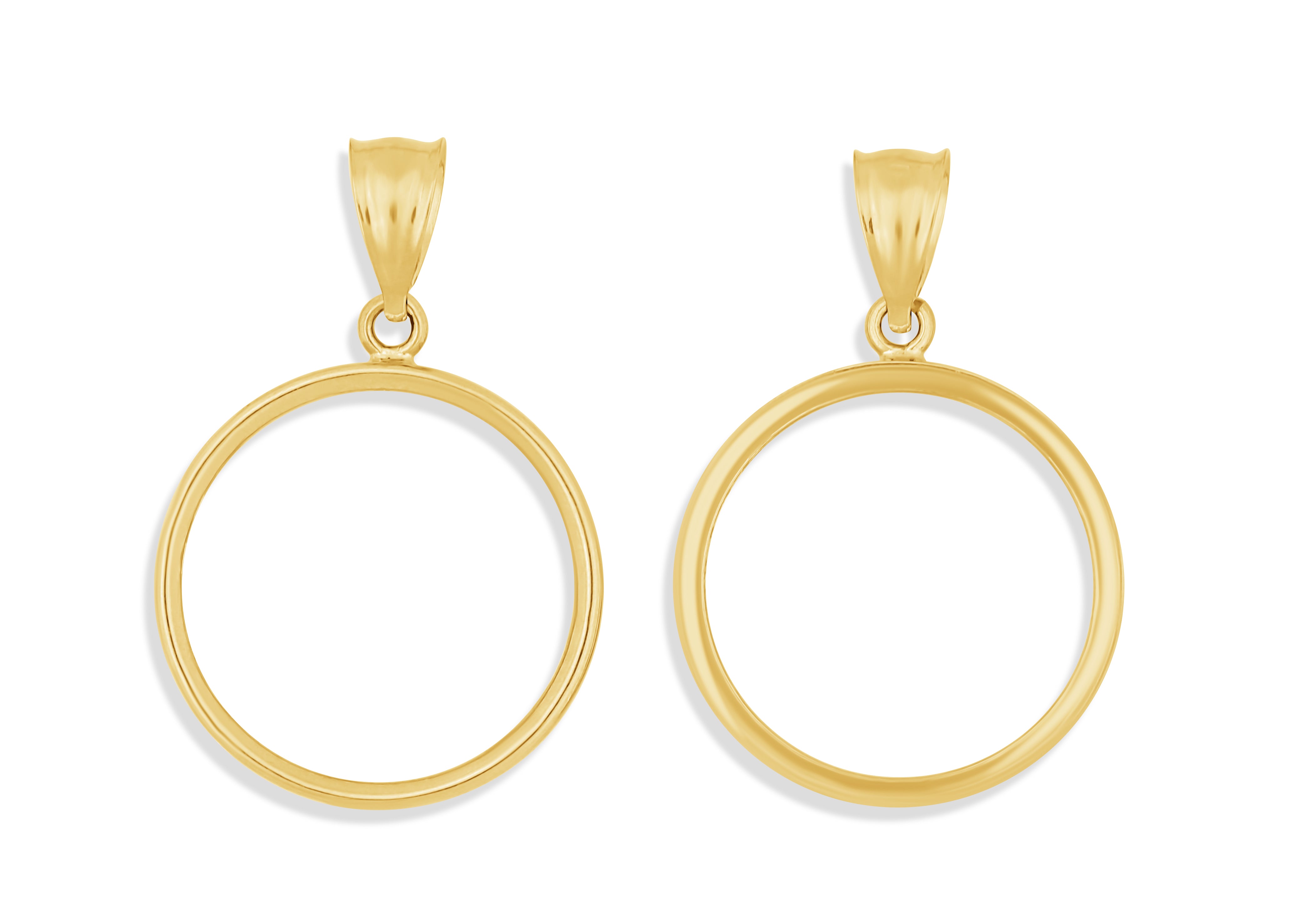14k Gold Coin Round Bezel Pendant