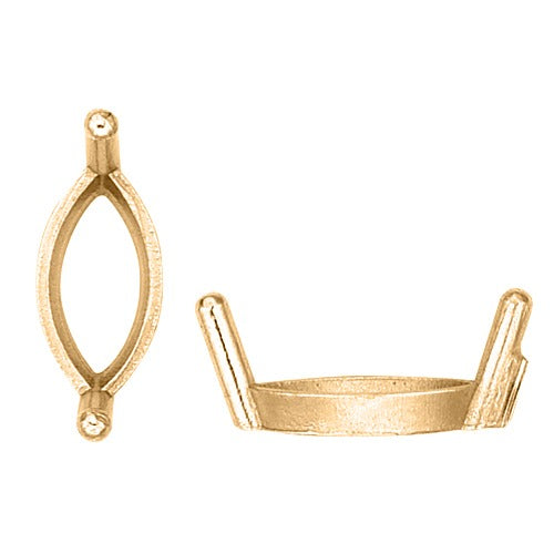 14k Yellow 2-Round Prong Single-Wire Marquise Setting 7.0x3.5mm