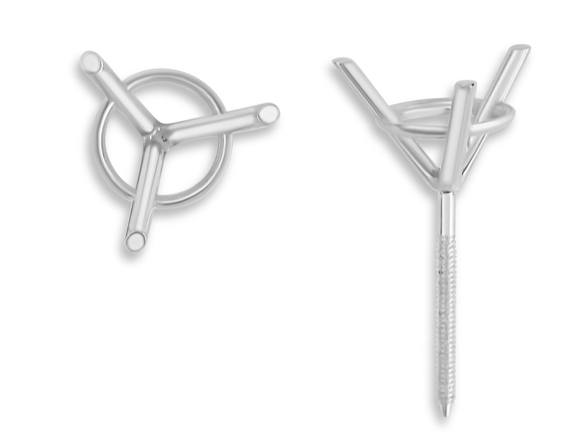 14k White Gold Martini Earring Threaded Post