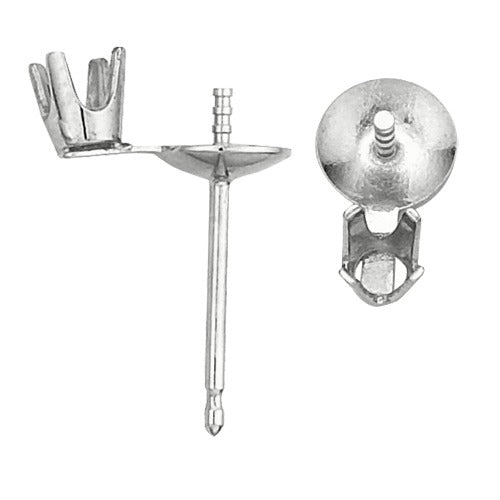 14k White Pearl Earring w/ Diamond Accent