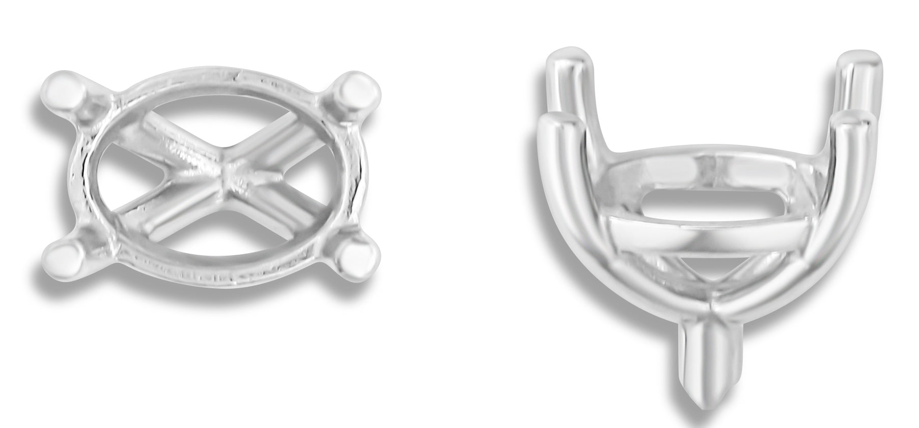 14K White Gold 4-Prong Oval Center Head – Setting for Oval Stones