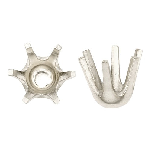 14K White Gold Round 6-Prong Closed Back Setting – Stone Mount for Earrings or Pendants