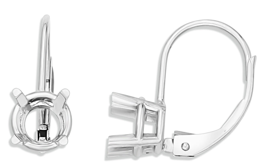 14k White 4-Prong Leverback Wire w/ Round Setting