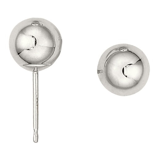 14k White Shiny Ball Earring