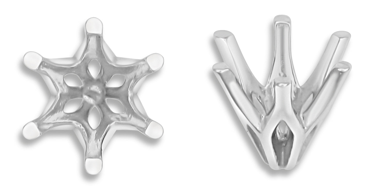 14K White Gold Tulip Setting – 6-Prong No Peg Mount for Round Diamond or Gemstone
