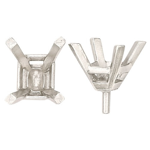 14k White Emerald Cut Setting w/ Peg, 7.0x5.0mm