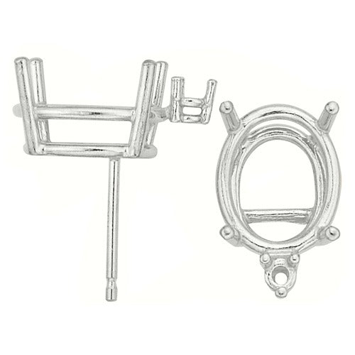 14k White Oval Earring w/ 0.03ct Accent