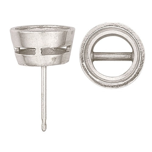 14k White Round Bezel Earring