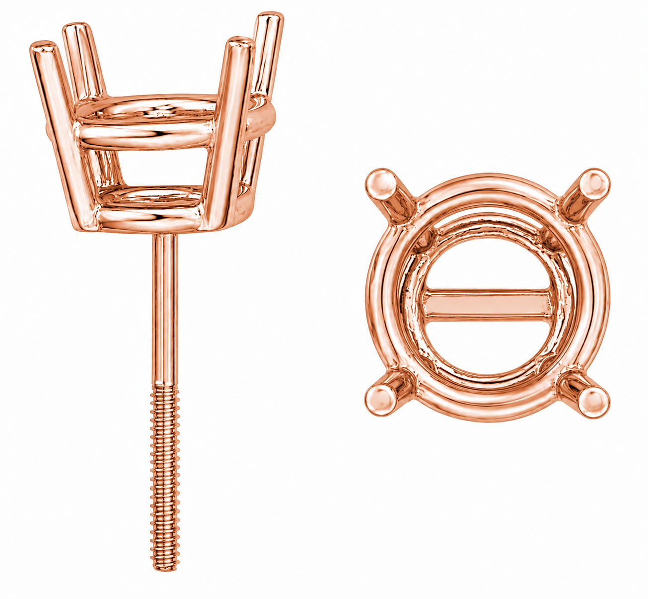 14K Rose Gold Double Wire Screw-Back Earring