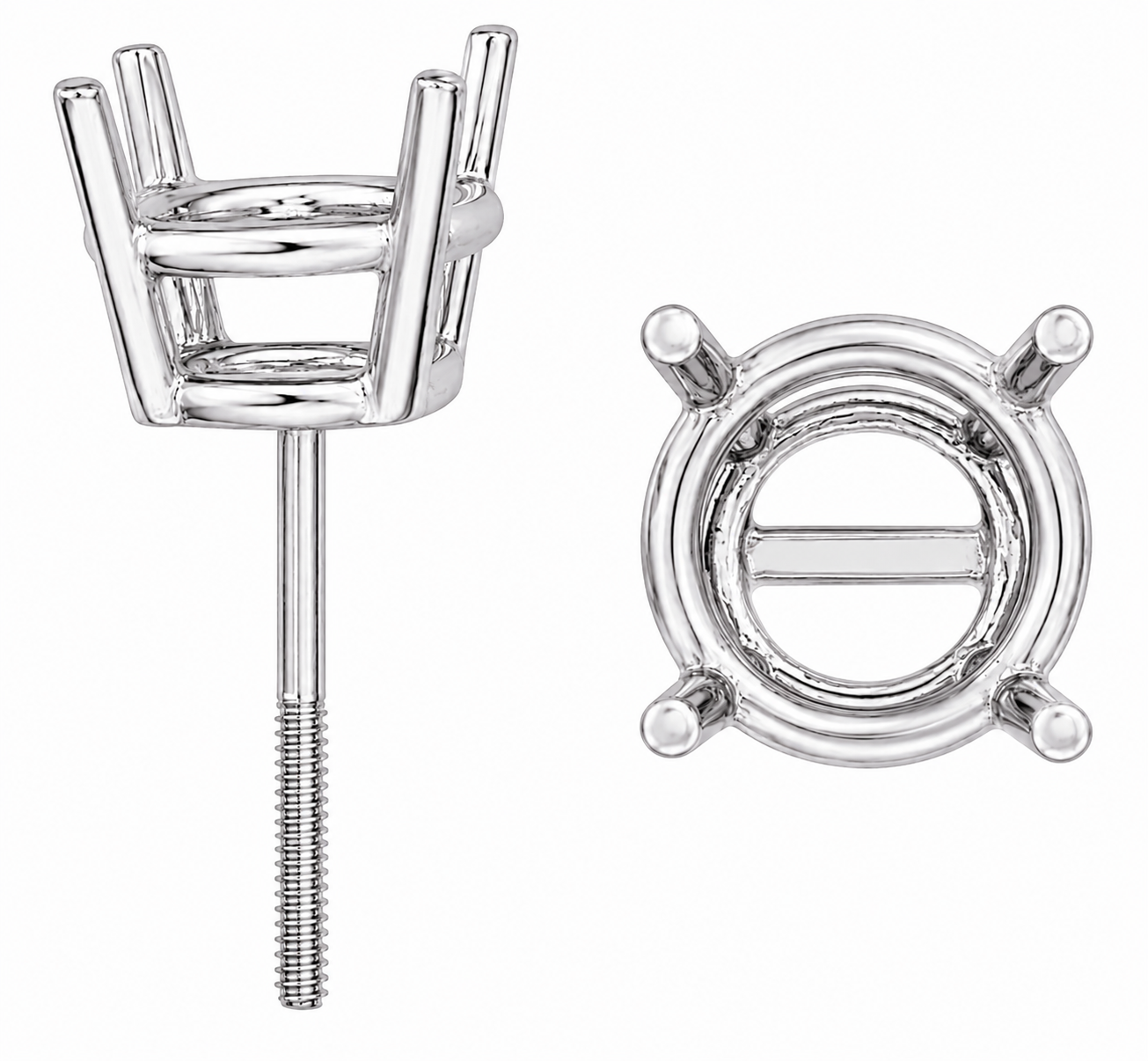 14k White Gold Double Wire Screw-Back Earring