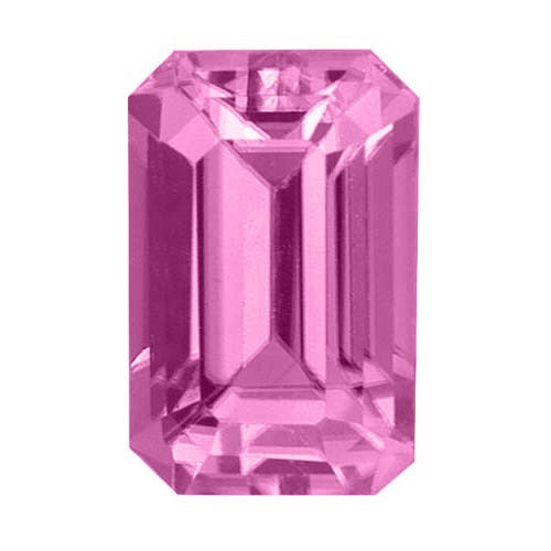 Emerald Cut Synthetic Rose Zircon