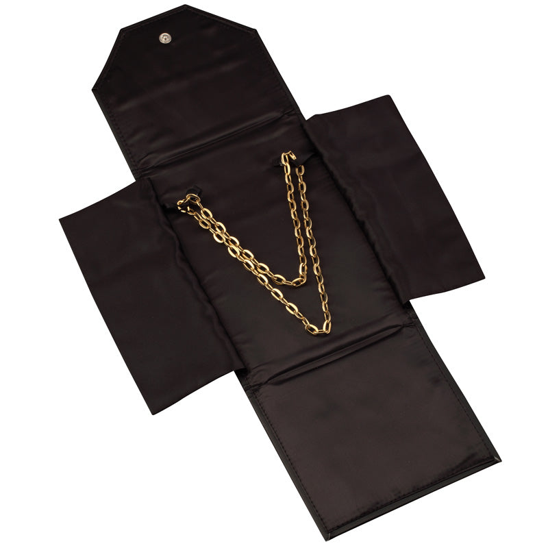 Travel Folders for Necklaces in Black Velvet w/Black Interiors, 6 x 8.25 in.