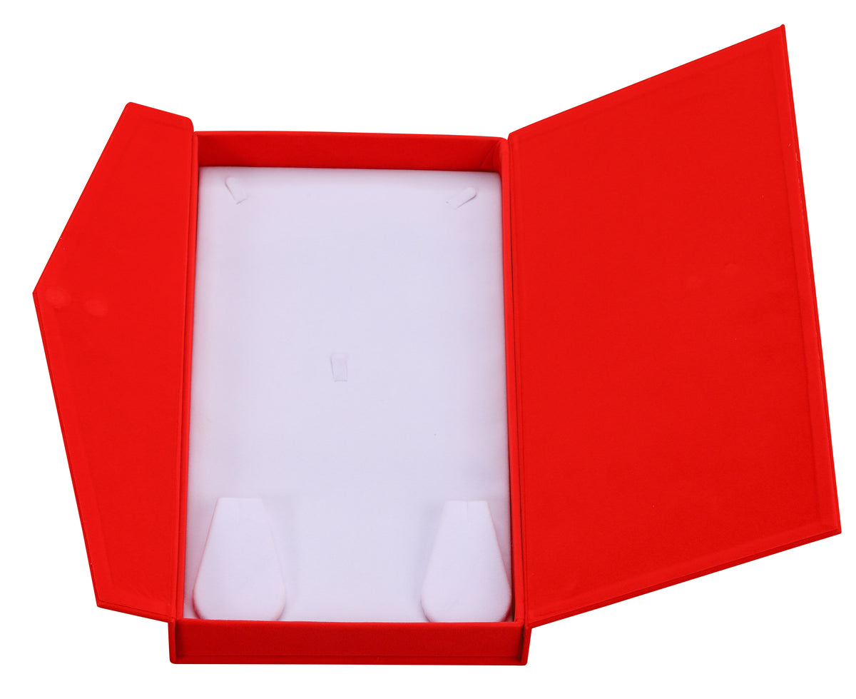 Red Velvet Long Jewelry Set Presentation Box, 15X8X2"