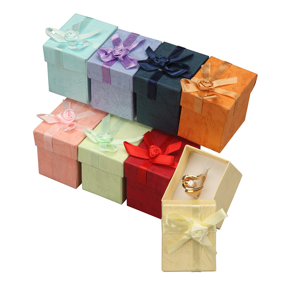 Ring Gift Boxes - Colorful Floral Bow Tie Gift Boxes