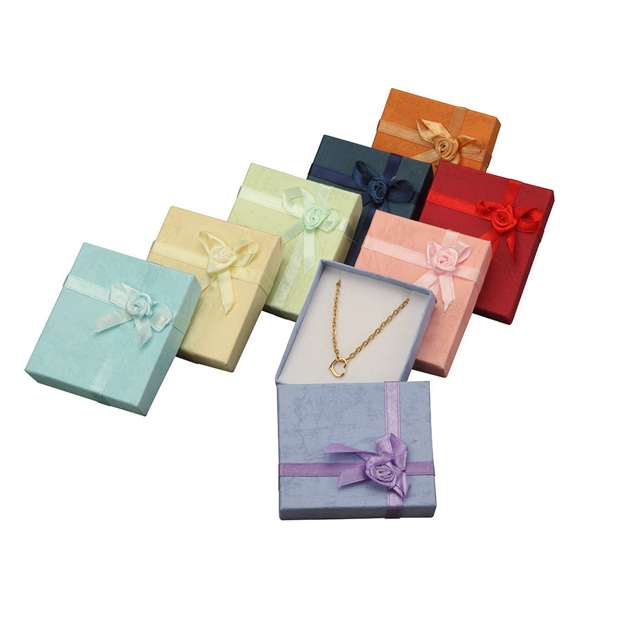 Ribbon Collection Floral Detail Pendant Box in Assorted Colors, Pk/72