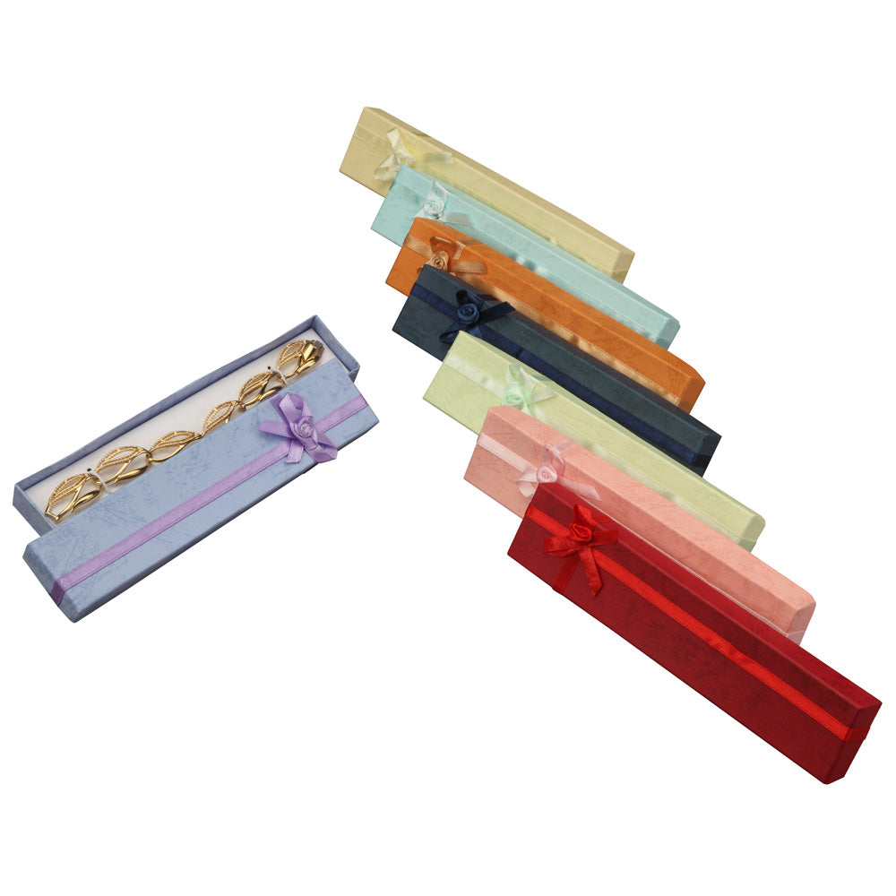 Ribbon Collection Floral Detail Bracelet Box in Assorted Colors, Pk/72