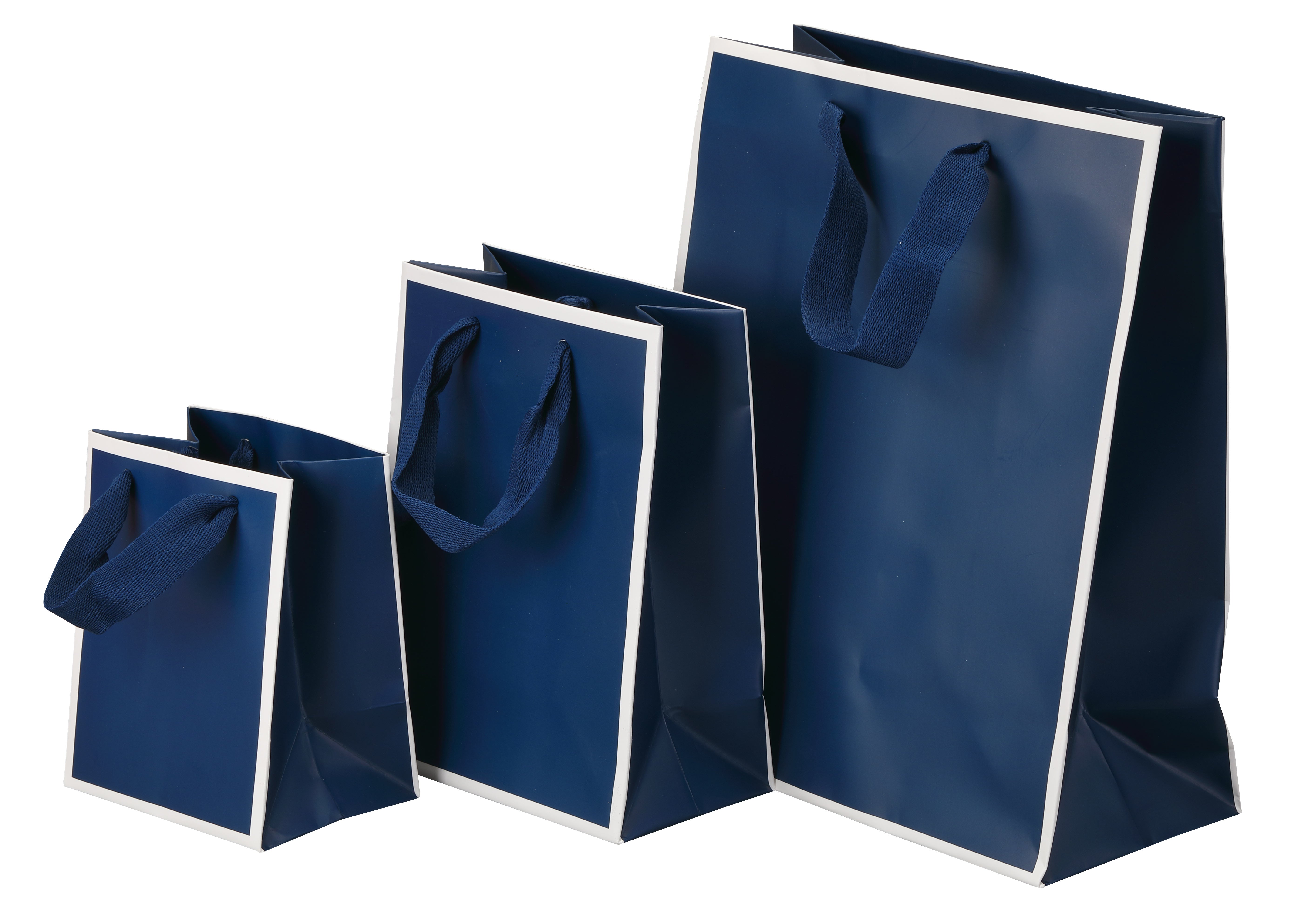 Satin-Finish Premium Tote-Style Gift Bags in Blue/White, Pk/20