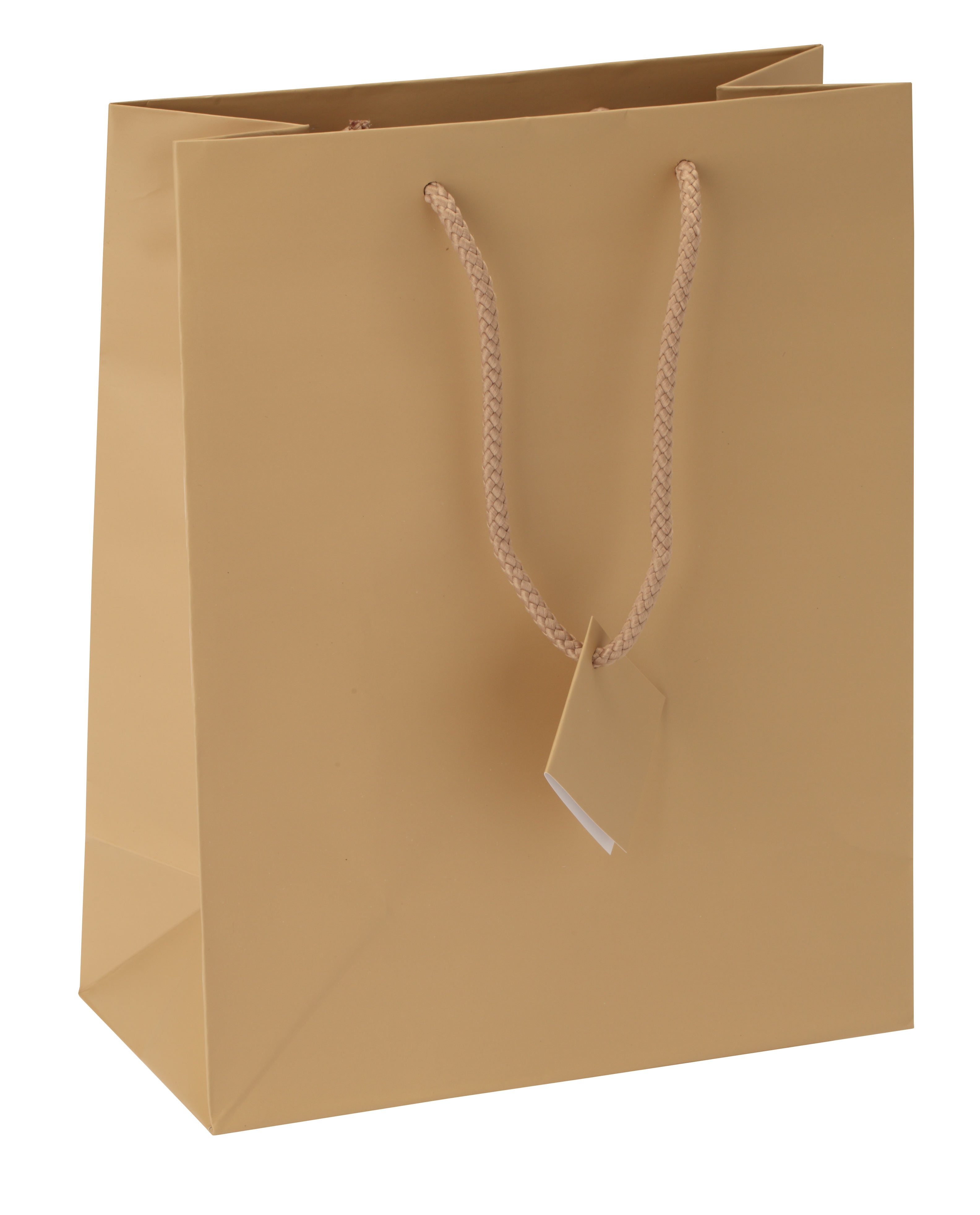 Satin-Finish Tote-Style Gift Bags in Khaki, Pk/20