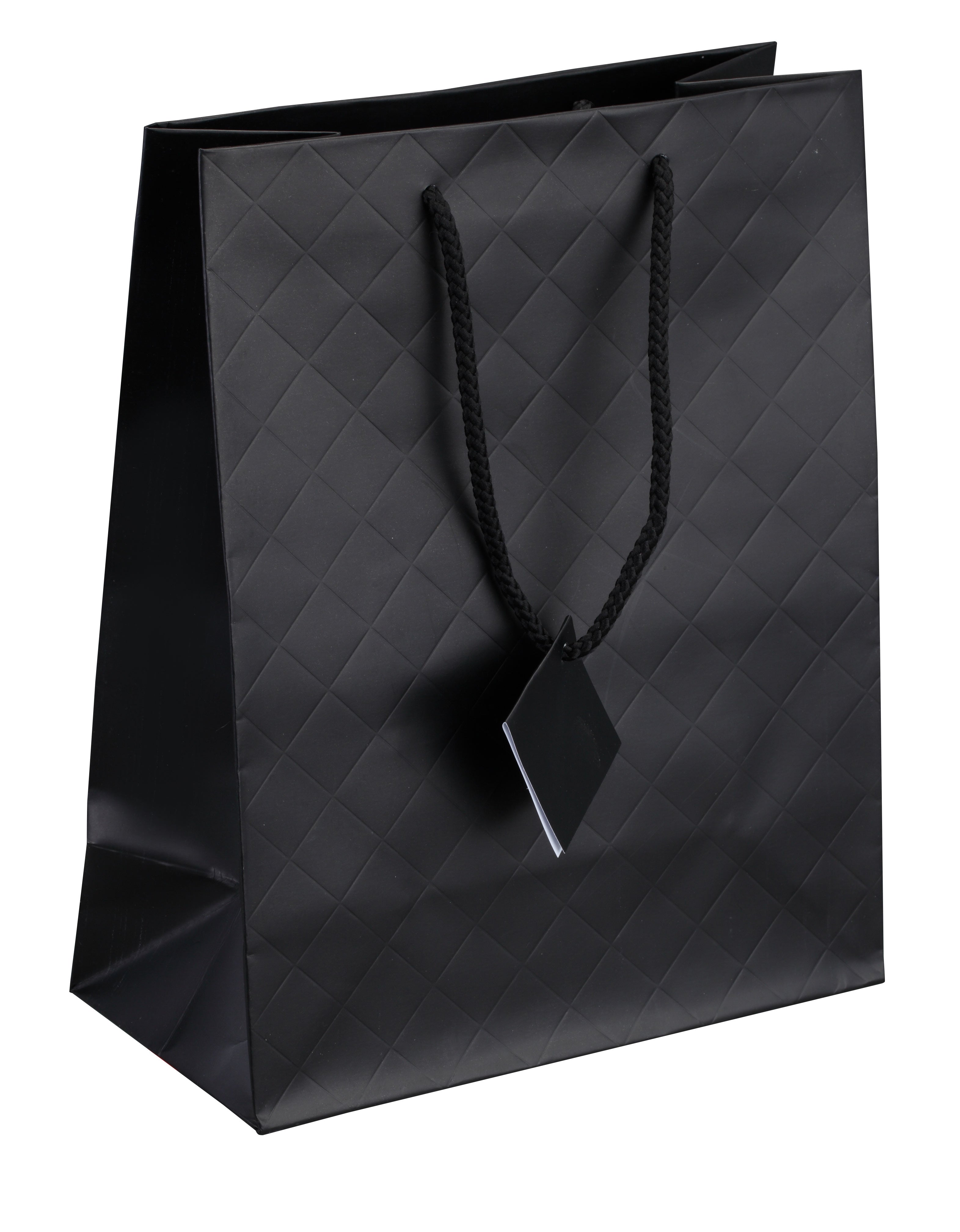 Tote-Style Gift Bags in Onyx Matelassé, Pk/20