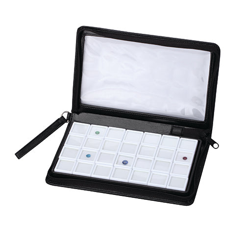 Leatherette Gem Travel Folder With Clear Front and 28 Jars, 1" H