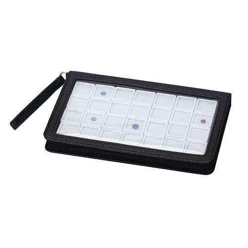 Leatherette Gem Travel Folder With Clear Front and 28 Jars, 1" H