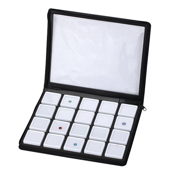 Leatherette Gem Travel Folder With Clear Front and 24 Jars, 1.5" H