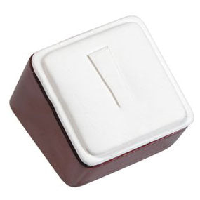 Single-Clip Angle-Top Horizontal Ring Displays in Pearl & Mahogany, 2" L x 2.38" W