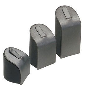 3-Piece Set of Half-Oval Ring Columns in Steel Gray & Onyx, 1.25" L x 1.38" W