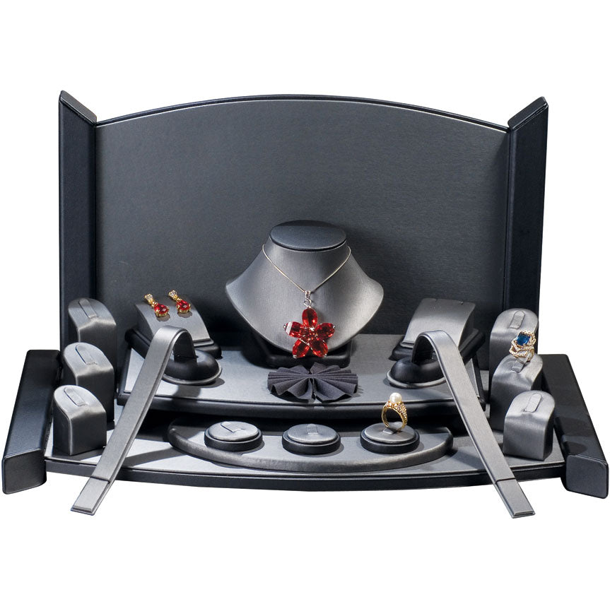 23-Piece Combination Jewelry Display Set in Steel Gray & Onyx
