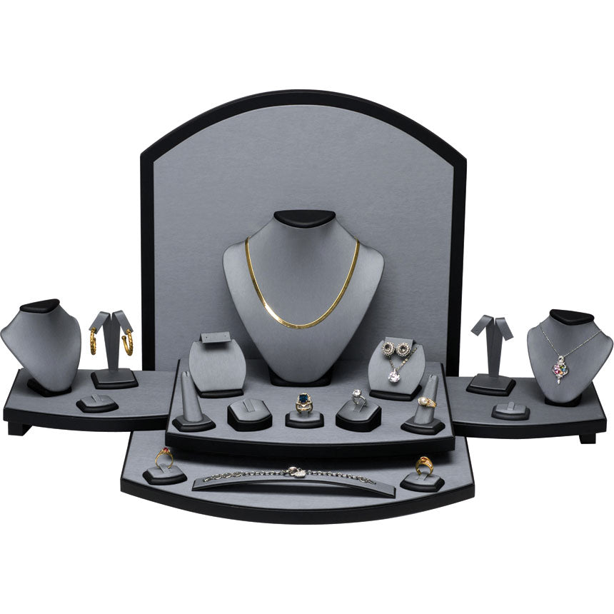 26-Piece Combination Jewelry Display Set in Steel Gray & Onyx