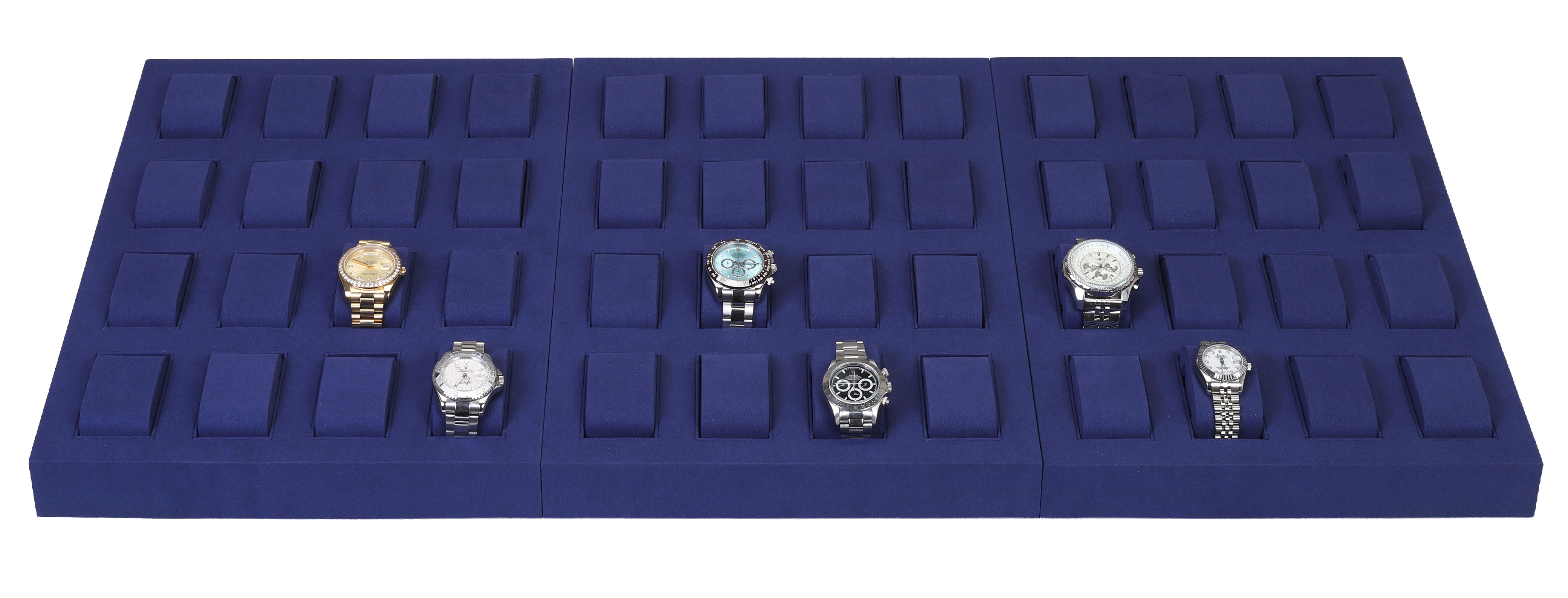 LUXE 48 Watch Display Tray Set in Microfiber Suede