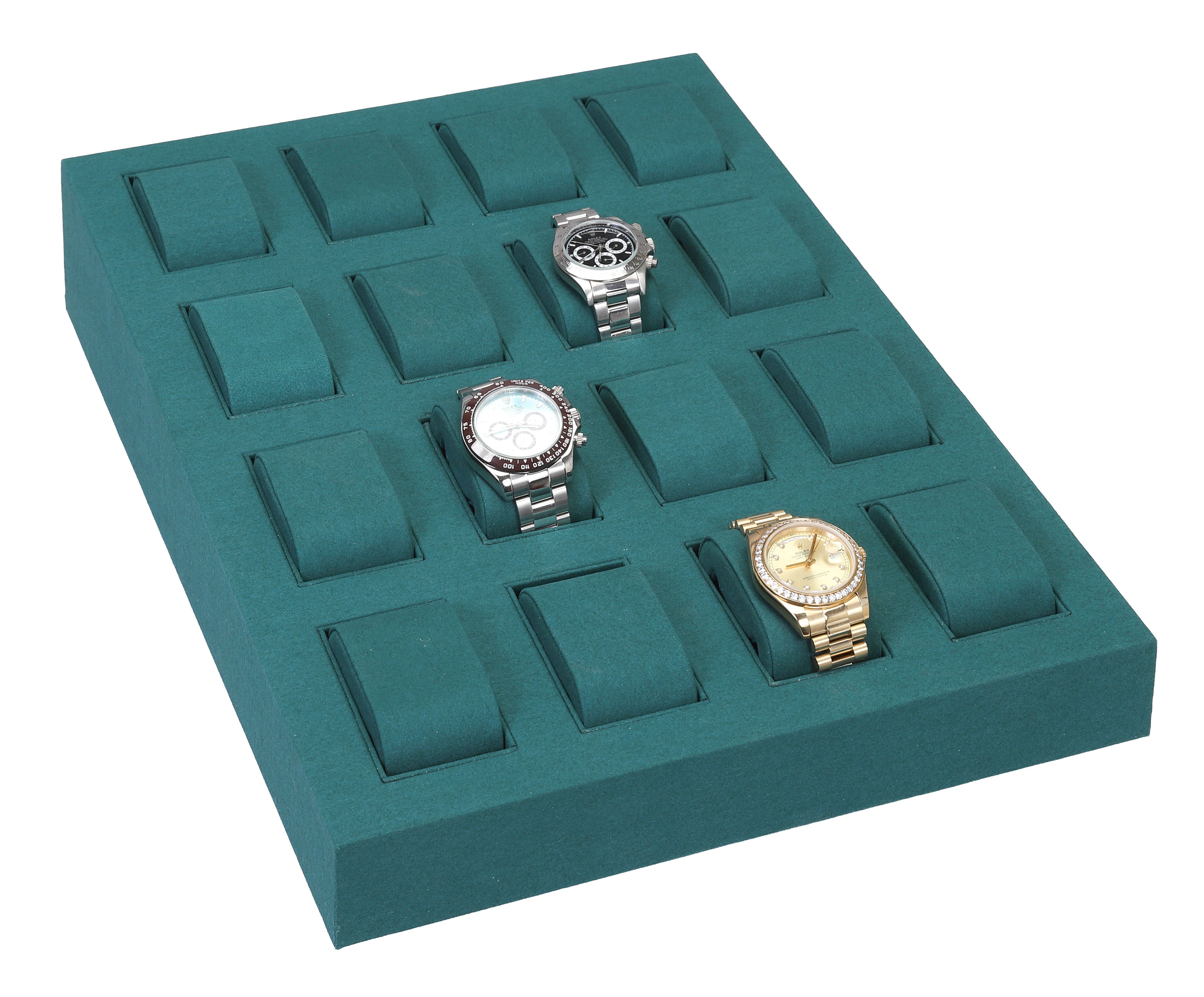 LUXE 16 Watch Display Tray in Microfiber Suede