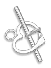 Sterling Silver Heart Toggle Clasp – 14mm Loop with 25mm Bar