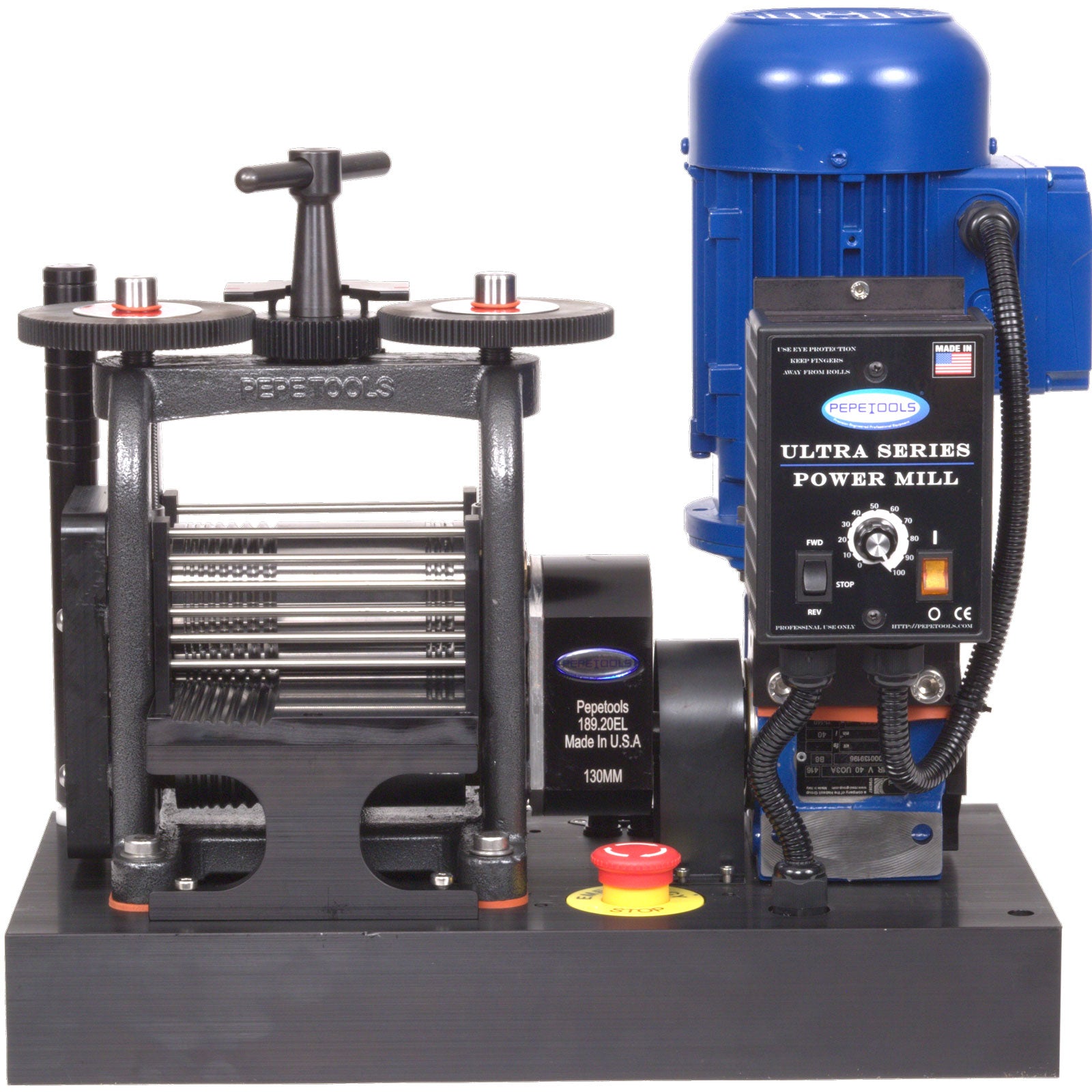 "Ultra Series Power Mills"  130mm Single Combo Electric Rolling Mill Made in USA by Pepetools 189.20.EL-120V"