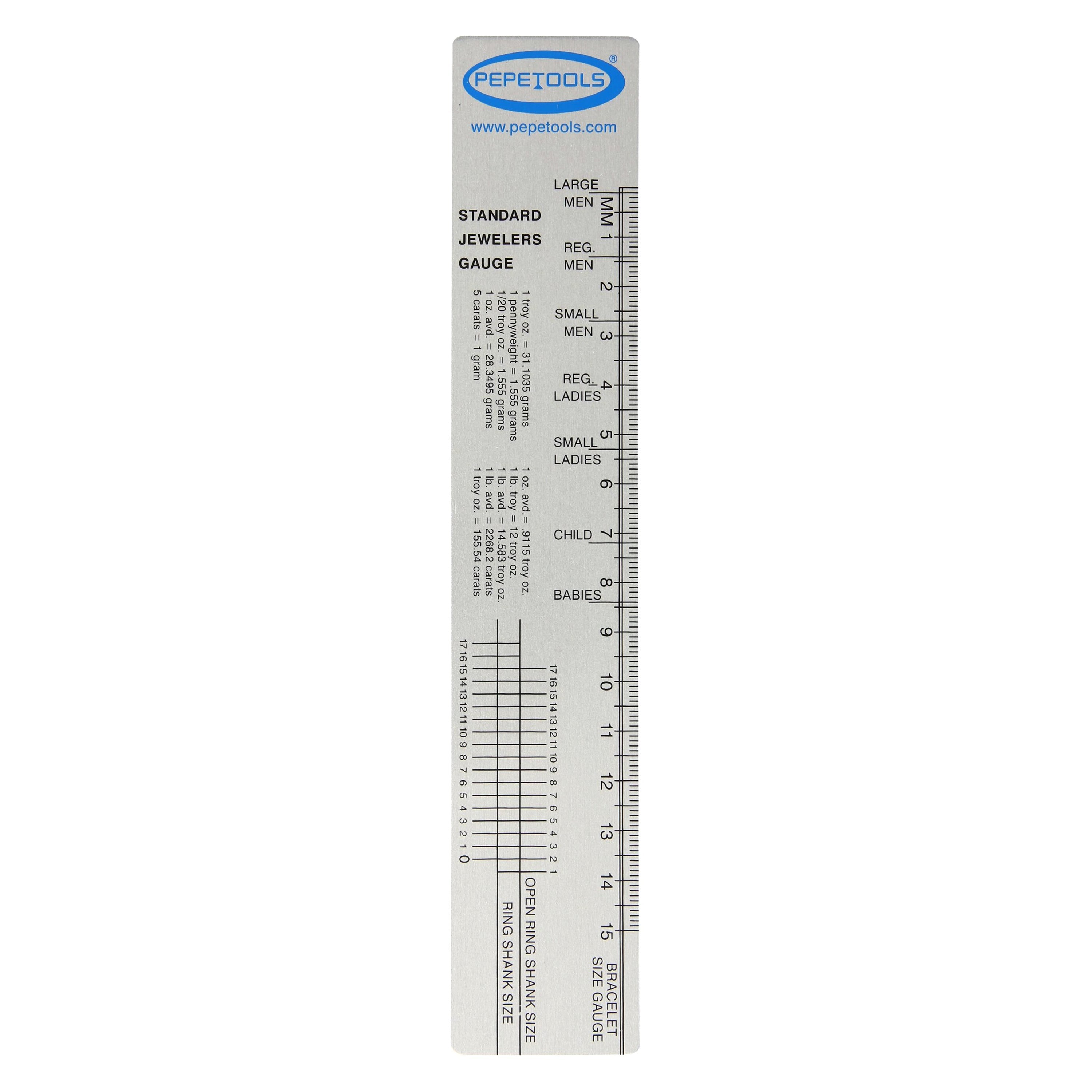 Pepetools Standard Jeweler's Gauge Ruler – Ring & Bracelet Sizing Tool