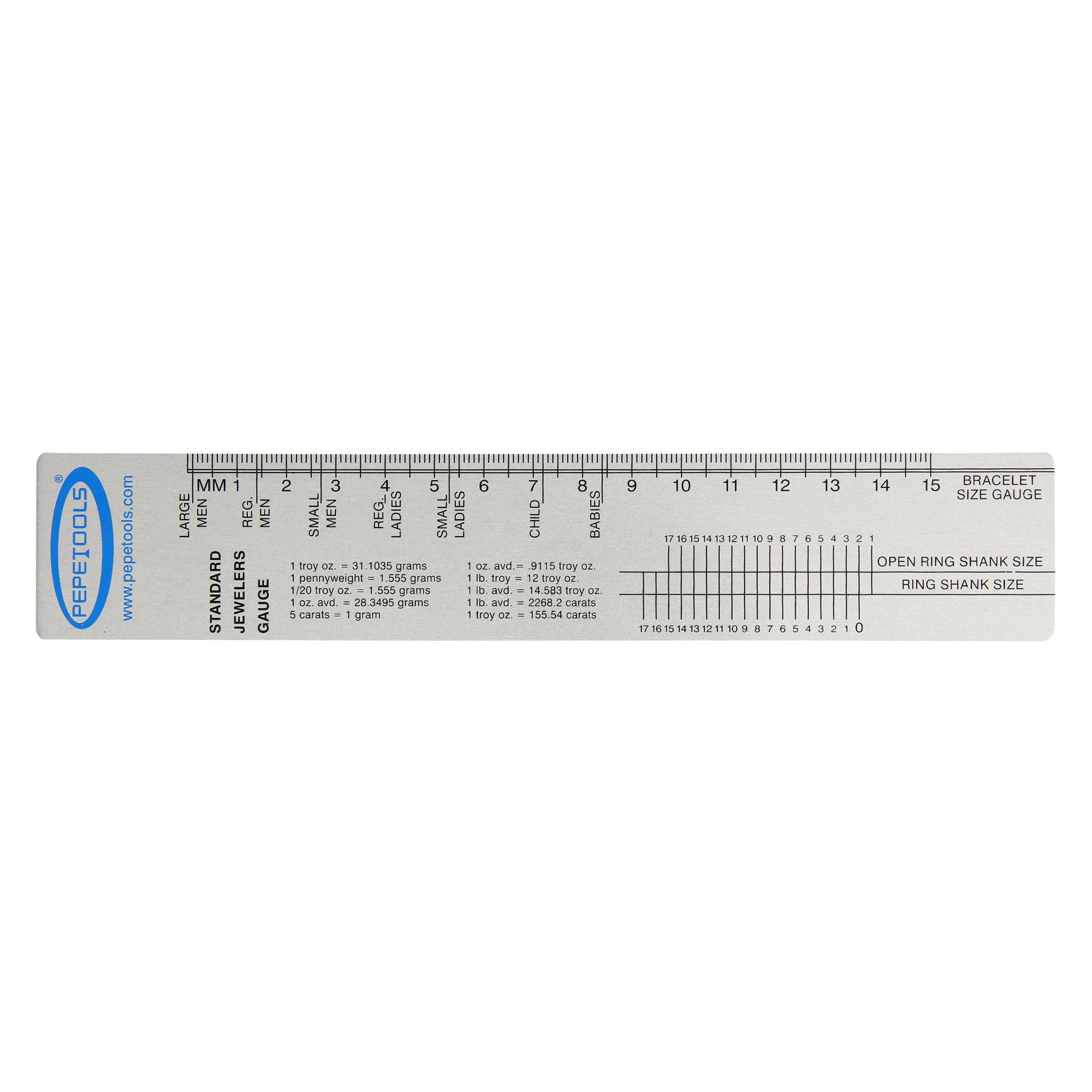 Pepetools Standard Jeweler's Gauge Ruler – Ring & Bracelet Sizing Tool