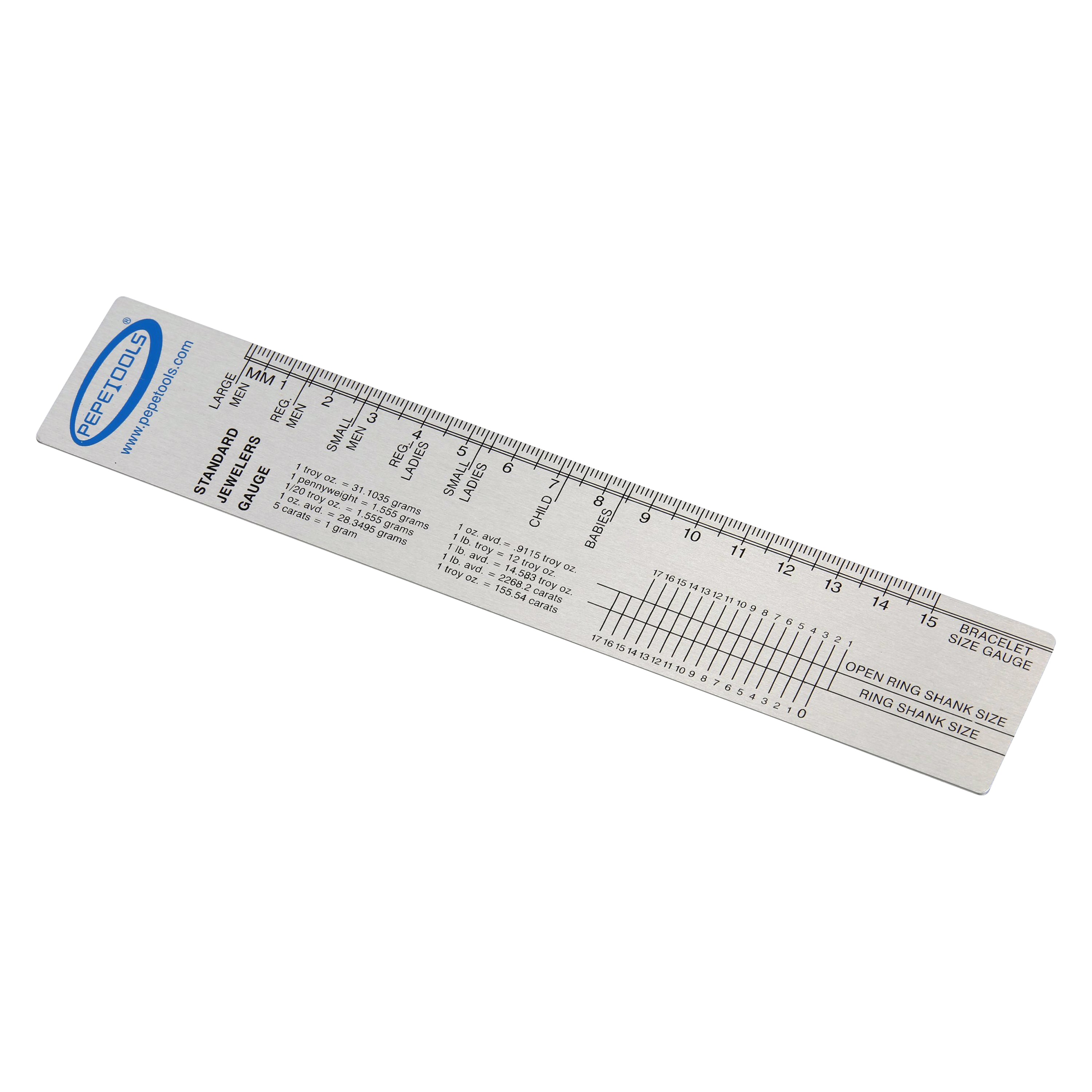 Pepetools Standard Jeweler's Gauge Ruler – Ring & Bracelet Sizing Tool