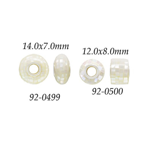 White Mosaic MOP w/ Grommets, 12.0 x 8.0 mm