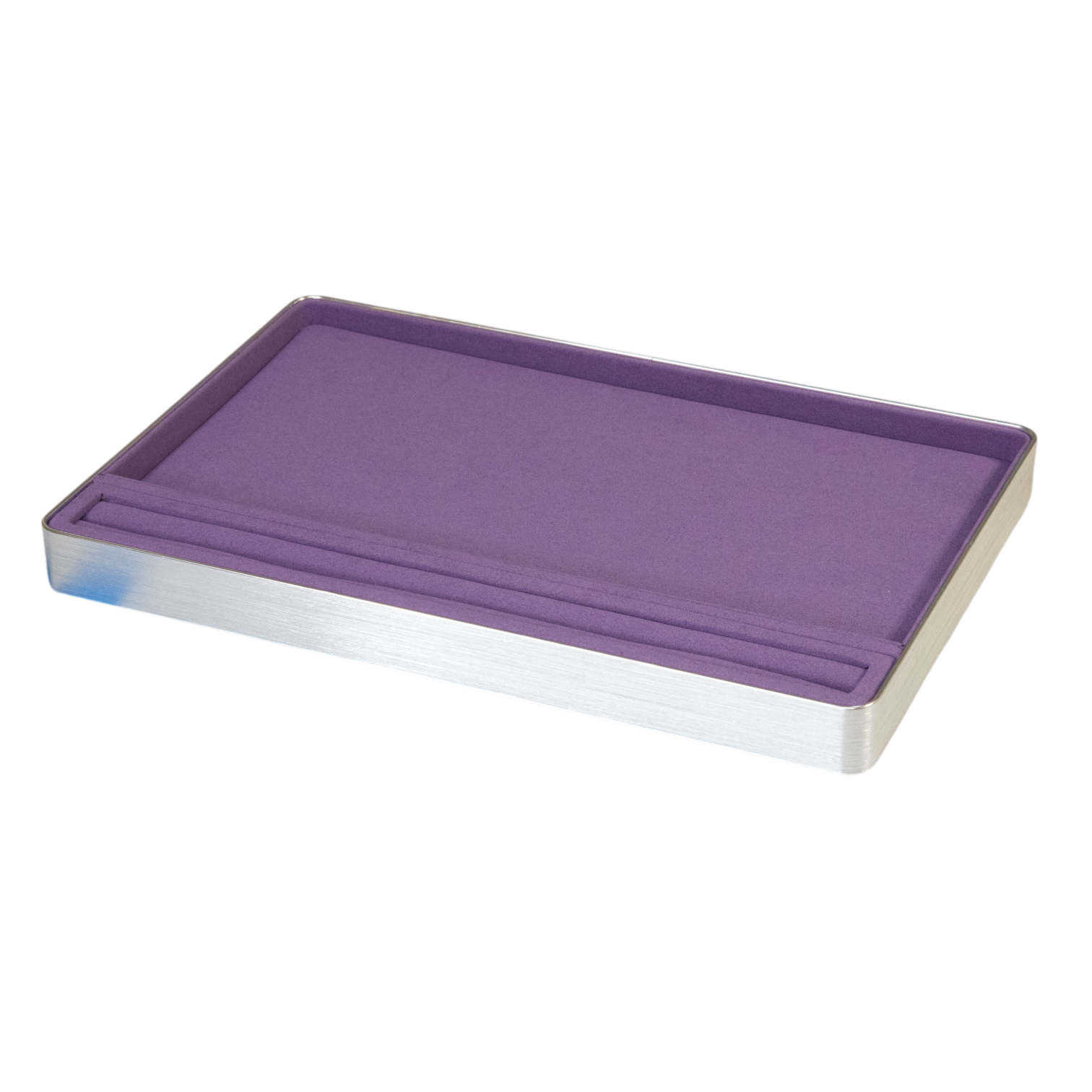 LUXE Utility Trays w/Ring Slot in Microsuede and Aluminum, 11.75" L x 7.85" W