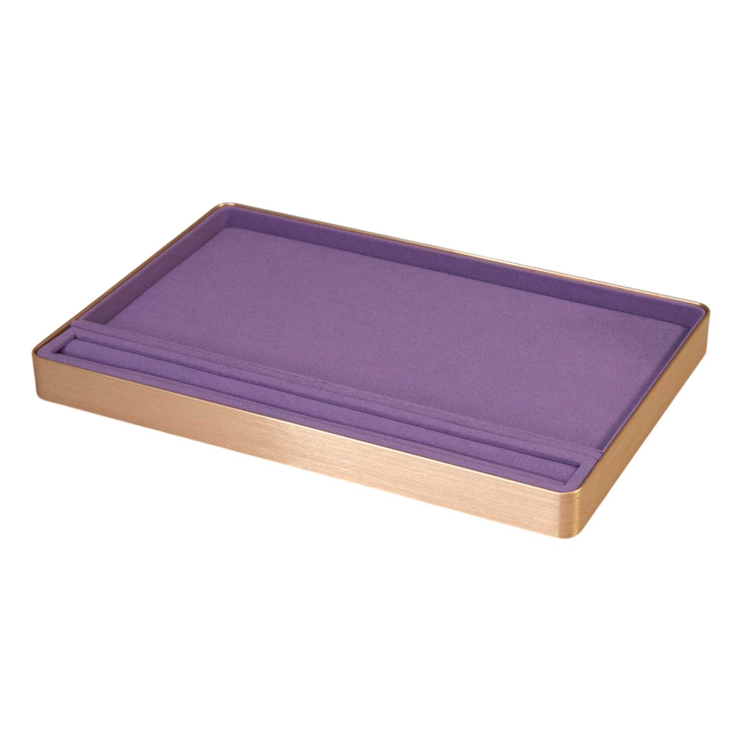 LUXE Utility Trays w/Ring Slot in Microsuede and Aluminum, 11.75" L x 7.85" W