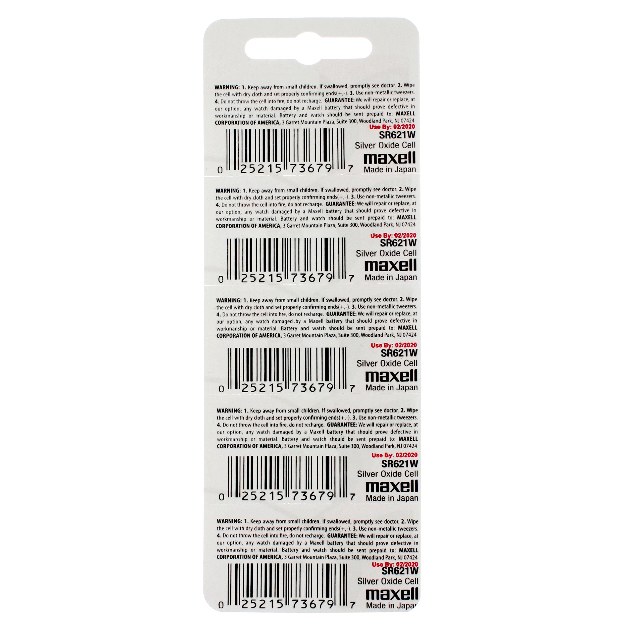 Maxell 363 (SR621W) Battery, Pk/5