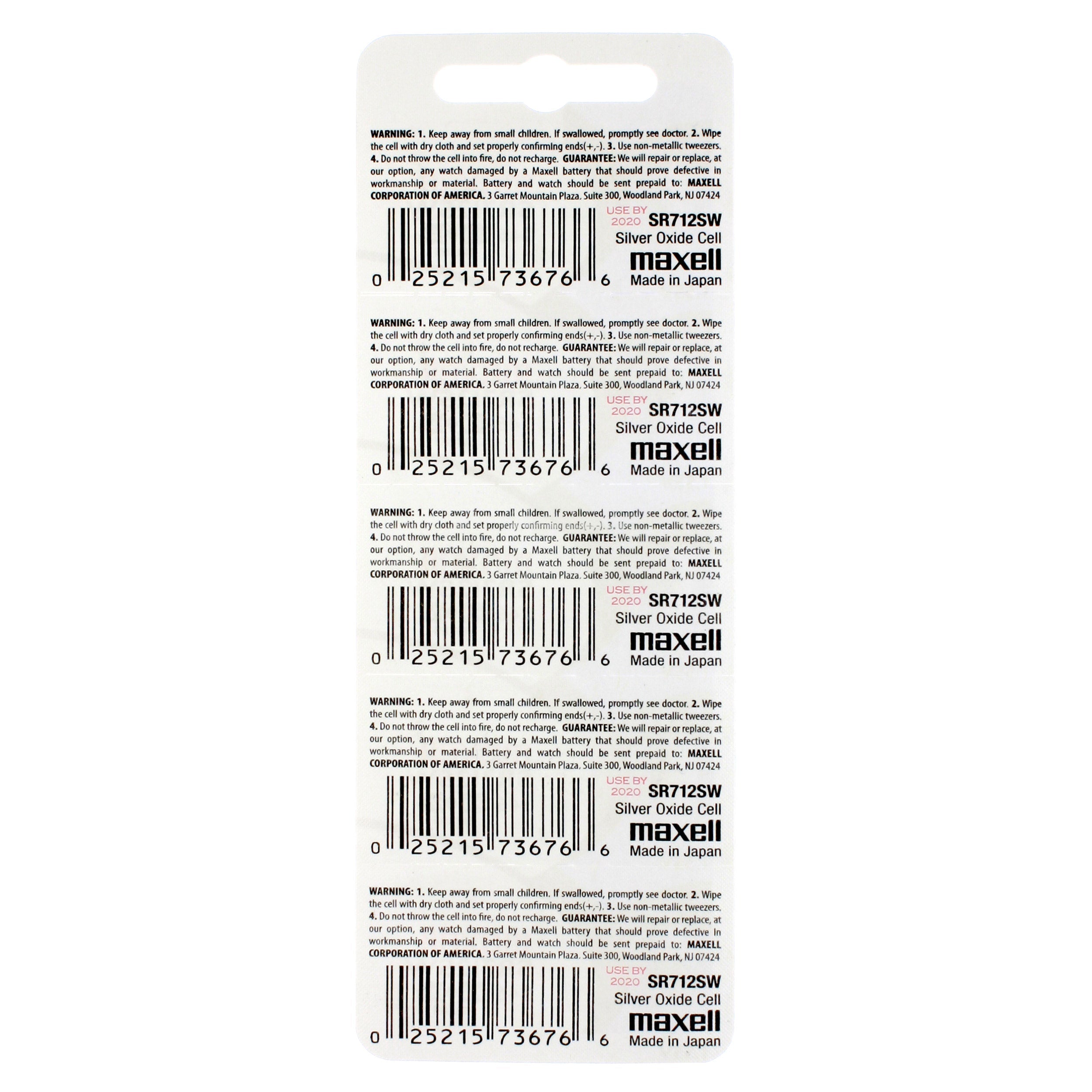 Maxell 346 (SR712SW) Battery, Pk/5